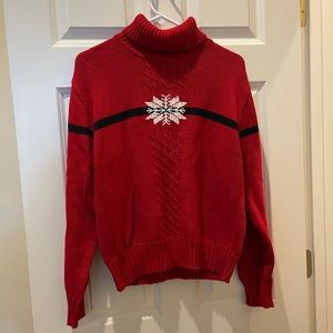 Liz Claiborne red sweater turtleneck snowflake L